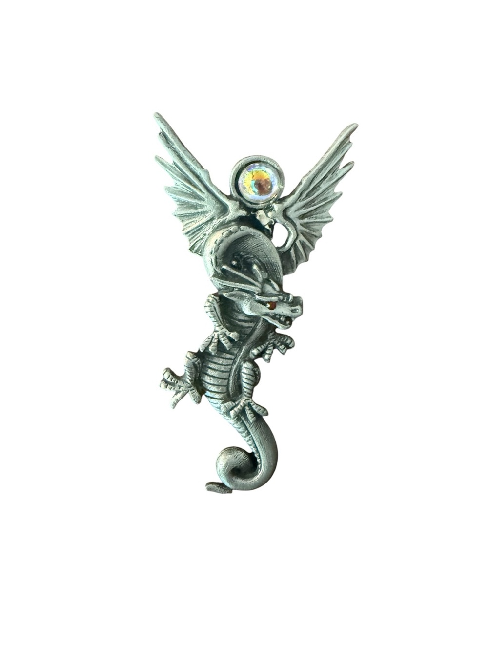 Vintage Jonette Jewelry (JJ) pewter mythical winged dragon pin